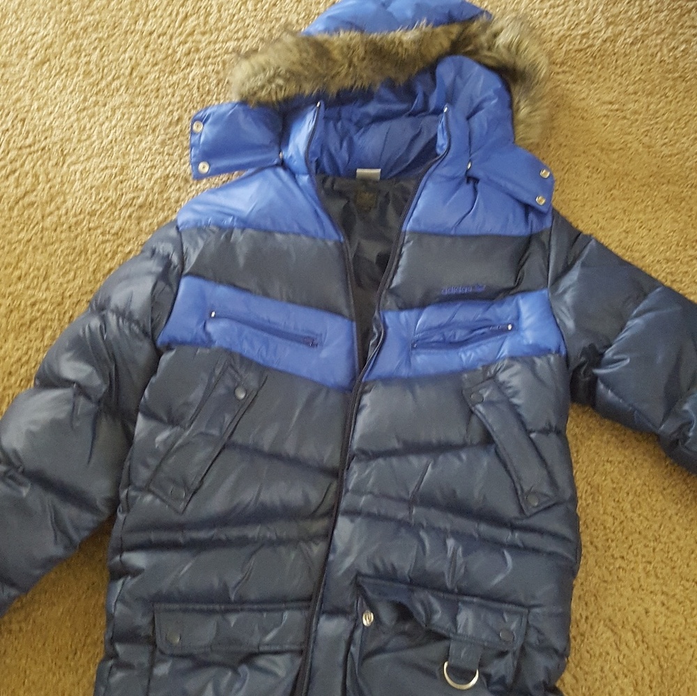 Men's M Adidas furred puffy jacket